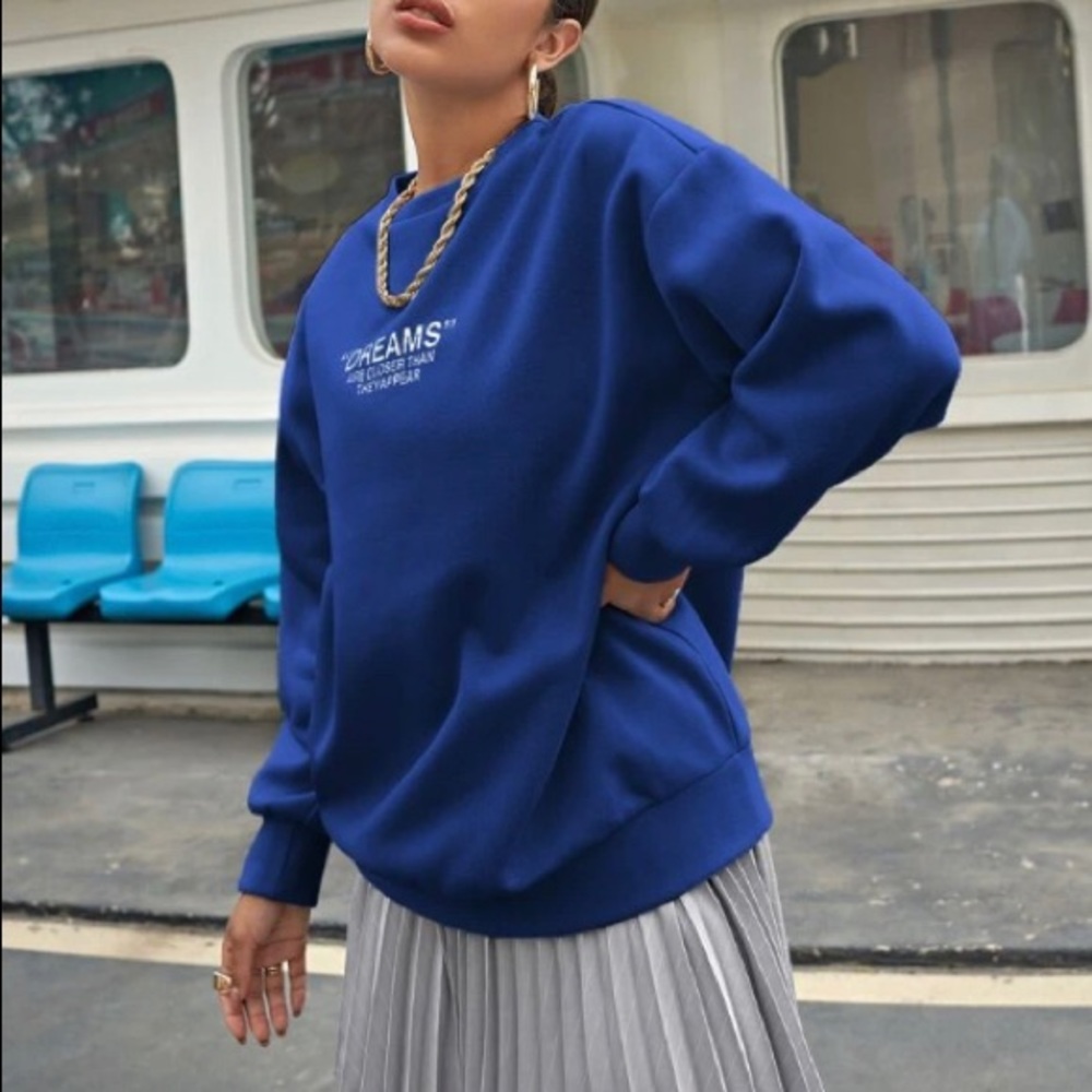 Shein Drop Shoulder Letter Graphic Oversized Pullover.